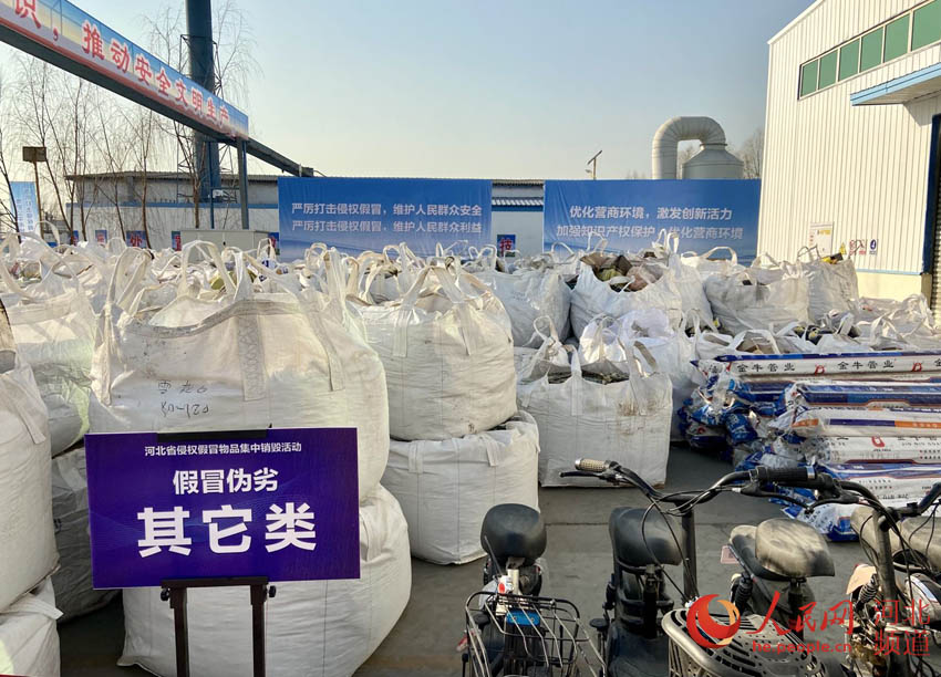 河北省侵權假冒物品集中公開銷毀活動現場。 人民網付兆颯攝