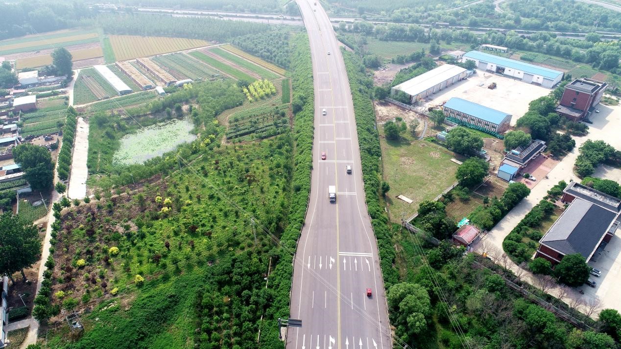 乐亭县乡村沿线公路绿化俯瞰图。王岩军摄