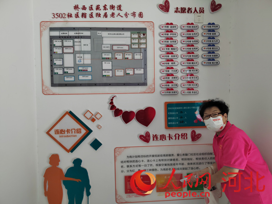 张秀琴在介绍“爱心来敲门”志愿者服务团队。人民网 祝龙超摄