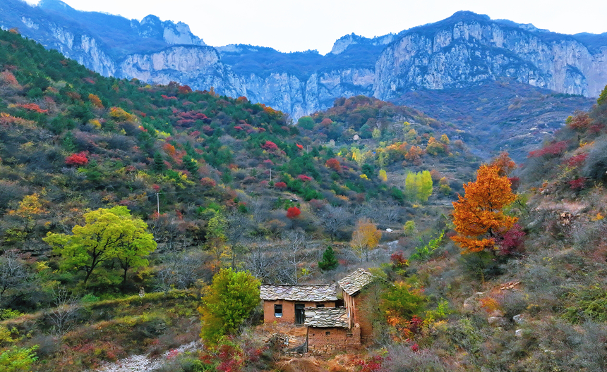 河北涉县古村胜景（无人机航拍）。 路海东摄