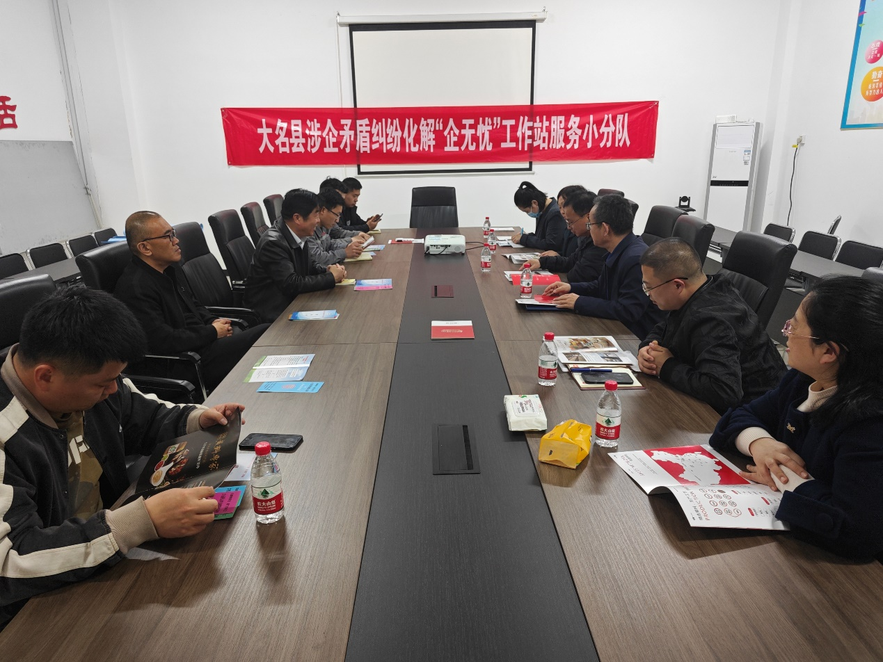 “企无忧”服务小分队定期组织召开交流会。 大名县委宣传部供图