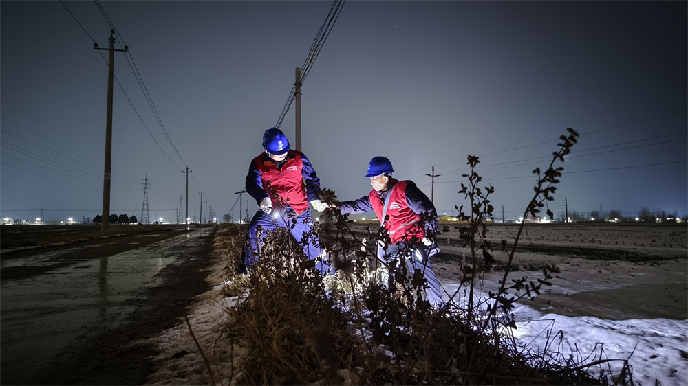 日前,高陽供電公司對於堤515線路進行夜間隱患排查。 胡南攝