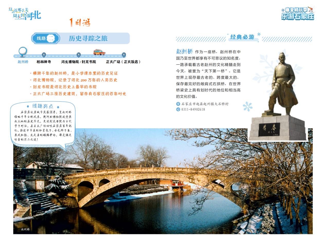 1日游線路二:歷史尋蹤之旅。 石家庄市文化廣電和旅游局制圖