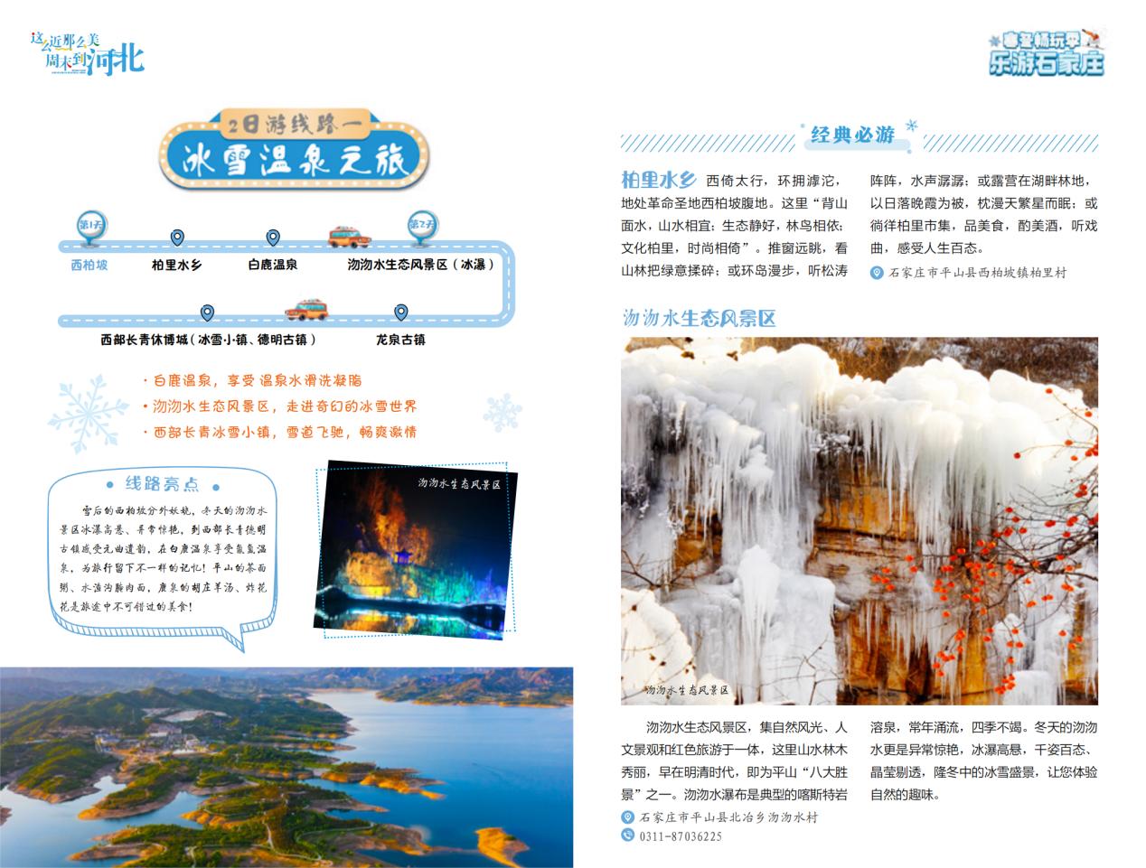 2日游線路一:冰雪溫泉之旅。 石家庄市文化廣電和旅游局制圖