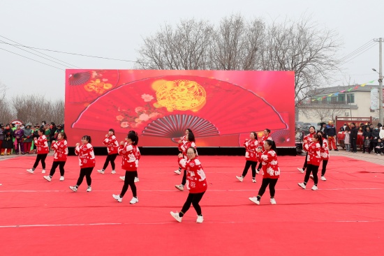 河北省隆堯縣千戶營鄉千戶營村村晚現場，群眾在進行廣場舞表演。成梅攝