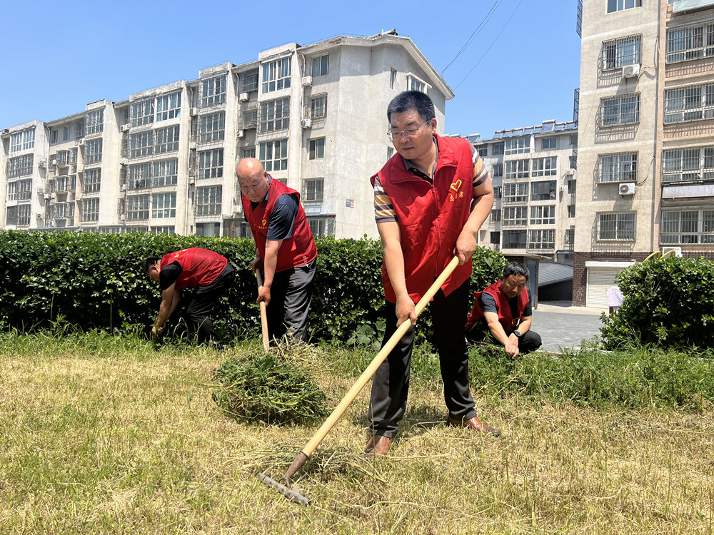 健康社區朝陽家園黨支部帶領小區黨員義務勞動。常曉寧攝