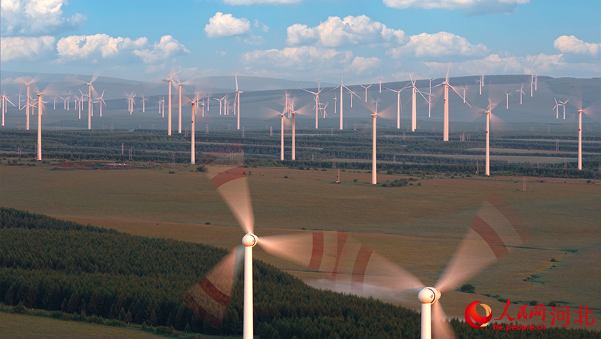 河北省圍場滿族蒙古族自治縣紅鬆風電場風力發電項目。人民網記者 周博攝