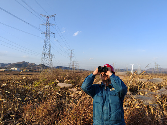 河北送变电公司运检人员巡视线路通道。刘燃摄