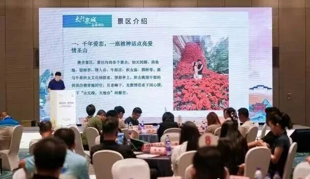 相关工作人员推介各景区(景点)。陈茜摄