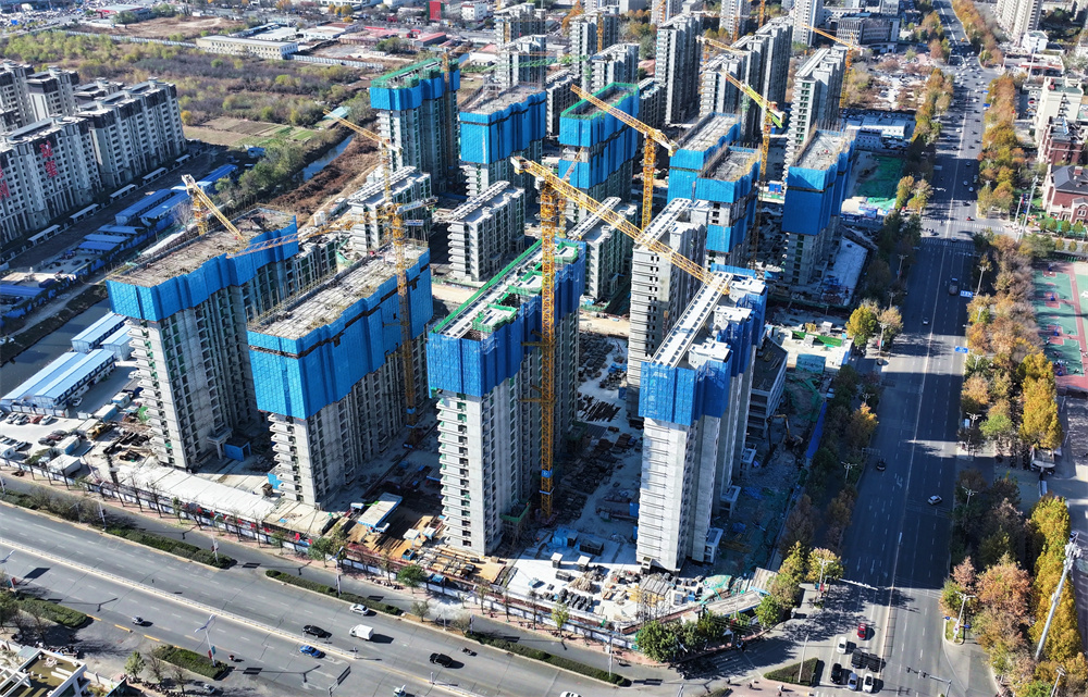 11月18日,沧州市运河区通泰园安置房项目建设现场。杨洋摄