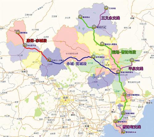 康保至曹妃甸氢气长输管道线路示意图。 张家口市能源局供图