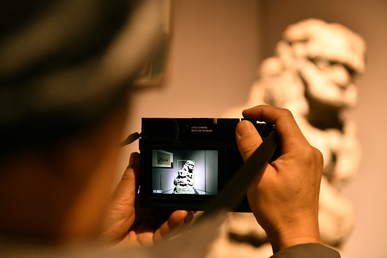 1月20日，市民與游客在“百獅獻瑞”石刻藝術展上參觀。苑立偉攝