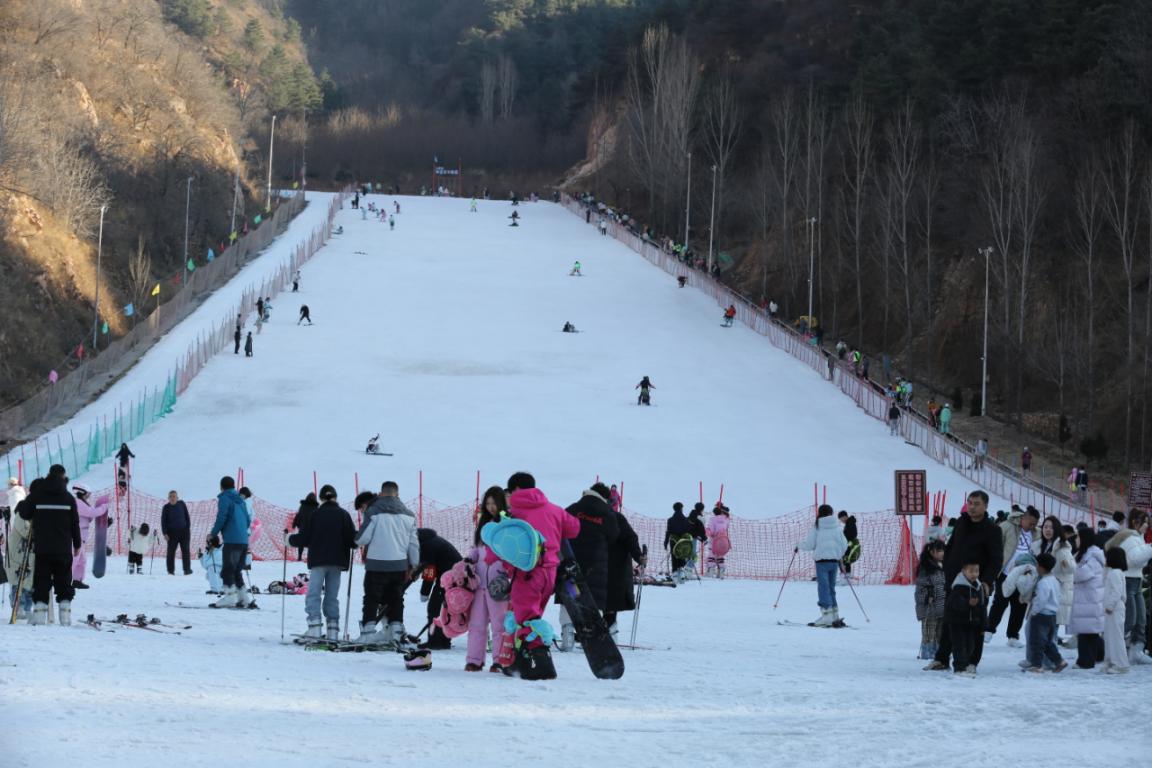 游客在武安市七步沟滑雪场滑雪的场景。杨鹏超摄
