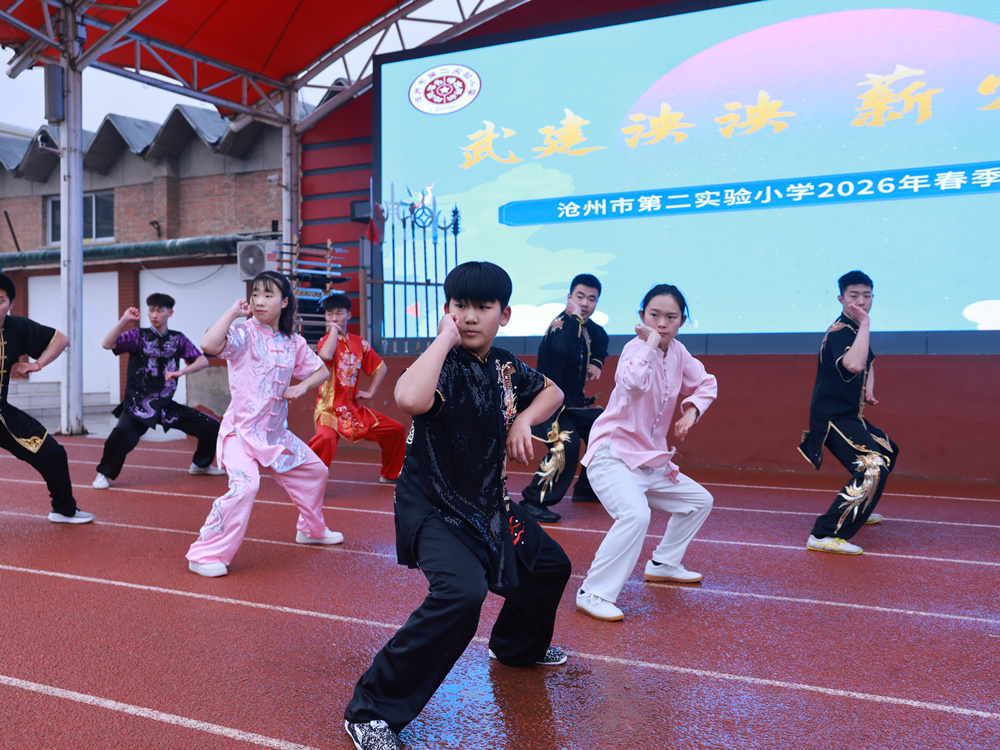 沧州大铁狮武学文化馆弟子带来精彩的武术表演。张子衡摄