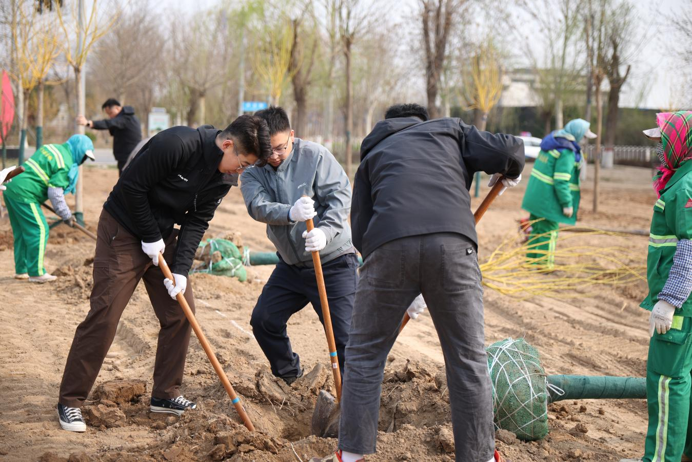 沧州经济开发区共计100余名干部职参加了本次义务植树活动。孔超摄