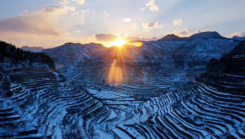 涉县旱作石堰梯田雪景