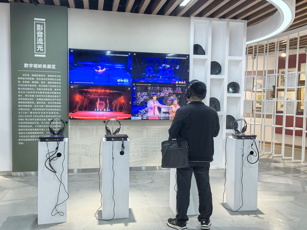 在数字视听类展区，市民欣赏曲艺节目。董亚茹摄
