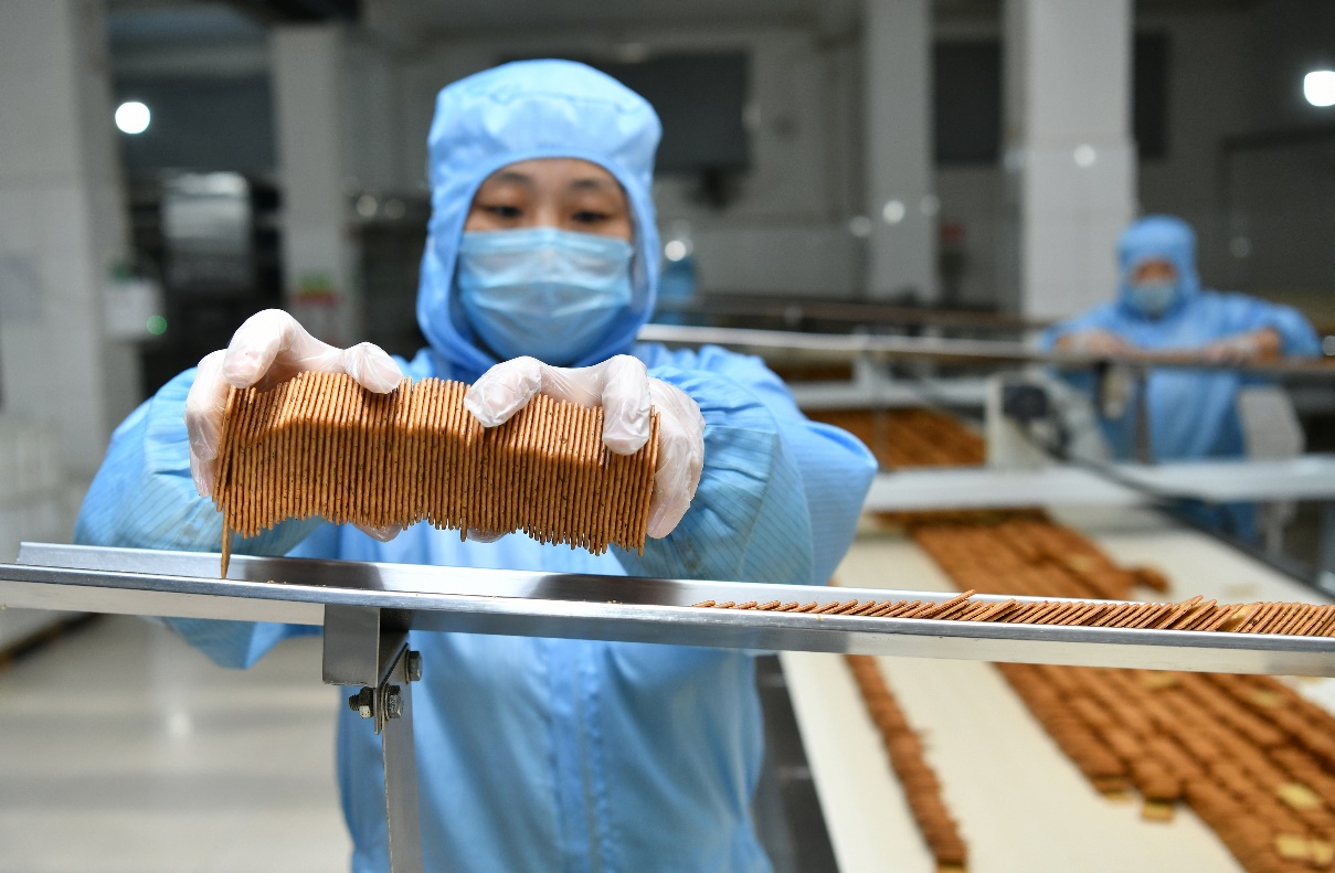 6月12日，工人在位于肃宁县付家佐镇的河北世纪华奥食品工业有限公司生产车间工作。苑立伟摄